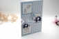 Preview: Babykarte | Glückwunschkarte Geburt | Motiv: Elefanten gestreifter Hintergrund | pastell blau | Art. Nr. 00000501