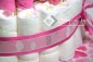 Preview: Baby Windeltorte personalisiert | Geschenk zur Geburt, Taufe | Motiv: Schloss, Nilpferd, Hase | rosa weiß | Art. Nr. 00140301