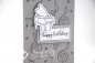 Preview: Karte Geburtstag Piano Klavier | Motiv: Klavierflügel mit Musiknoten | grau weiß | Art. Nr. 02000801