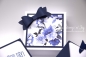 Preview: Explosionsbox Runder Geburtstag ca. 7x7x7cm | Geldgeschenk | Zierschachtel | Motiv: Blüten floral | dunkelblau | Art. Nr. 02020510