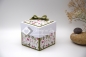 Preview: Explosionsbox Runder Geburtstag personalisierbar | Geldgeschenk | Torte eckig | Motiv: Blüten floral | olivgrün pink | Art. Nr. 02020608 20 60 70