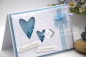 Preview: Glückwunschkarte Hochzeit | Hochzeitskarte | Schüttelkarte | Motiv: Herzen, Schnörkel | hellblau weiß | Art. Nr. 03000501
