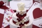 Preview: Explosionsbox Hochzeit ca. 9x9x9cm personalisierbar | Geldgeschenk | Torte rund | floral | bordeaux rot weiß | Art. Nr. 03020202
