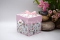 Preview: Explosionsbox Hochzeit ca. 9x9x9cm personalisierbar | Geldgeschenk | Torte rund | floral | rosa weiß | Art. Nr. 03020304