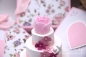 Preview: Explosionsbox Hochzeit ca. 9x9x9cm personalisierbar | Geldgeschenk | Torte rund | floral | rosa weiß | Art. Nr. 03020304