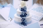 Preview: Explosionsbox Hochzeit ca. 9x9x9cm | Geldgeschenk | Torte rund | hellblau weiß | Art. Nr. 03020502
