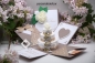Preview: Explosionsbox Hochzeit ca. 9x9x9cm personalisierbar | Silberhochzeit | Geldgeschenk | Torte rund | vintage | taupe weiß | Art. Nr. 03020701