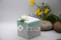 Preview: Explosionsbox Hochzeit ca. 9x9x9cm personalisierbar | Geldgeschenk | Torte rund | floral | mint weiß | Art. Nr. 03021304