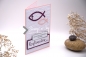 Preview: Kommunionkarte Mädchen | Konfirmationskarte | Glückwunschkarte Kommunion/Konfirmation | Motiv: Fische | puderrosa himbeerrot | Art. Nr. 04000303-1/04000303-2