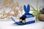 Preview: Gastgeschenk Ostern personalisierbar | Goodie Ostergeschenk | Zierschachtel | Motiv: Hasenohren | blau weiß | Art. Nr. 07050502