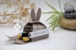 Preview: Gastgeschenk Ostern personalisierbar | Goodie Ostergeschenk | Zierschachtel | Motiv: Hasenohren | taupe weiß | Art. Nr. 07050702