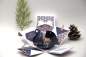 Preview: Explosionsbox Weihnachten | Geldgeschenk | Zierschachtel | Motiv: Sternenglanz kupfer mit Schleife | weiß blau | Art. Nr. 10021002