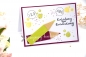 Preview: Einladungskarten Einschulung Schule personalisierbar | Motiv: Buntstift mit Farbkleckse | brombeere grün | Art. Nr. 13090301