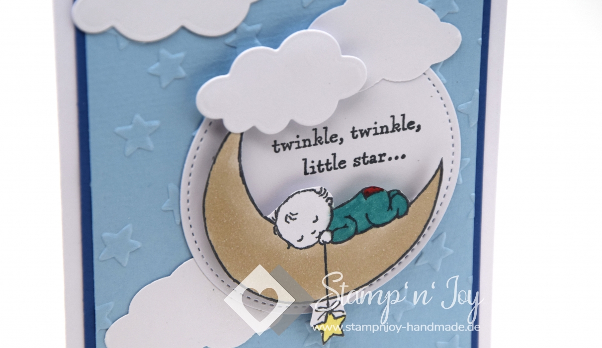 Karte Baby, Geburt | Babykarte | Motiv: Baby Mond Wolke twinkle twinkle | blau | Art. Nr. 00000502