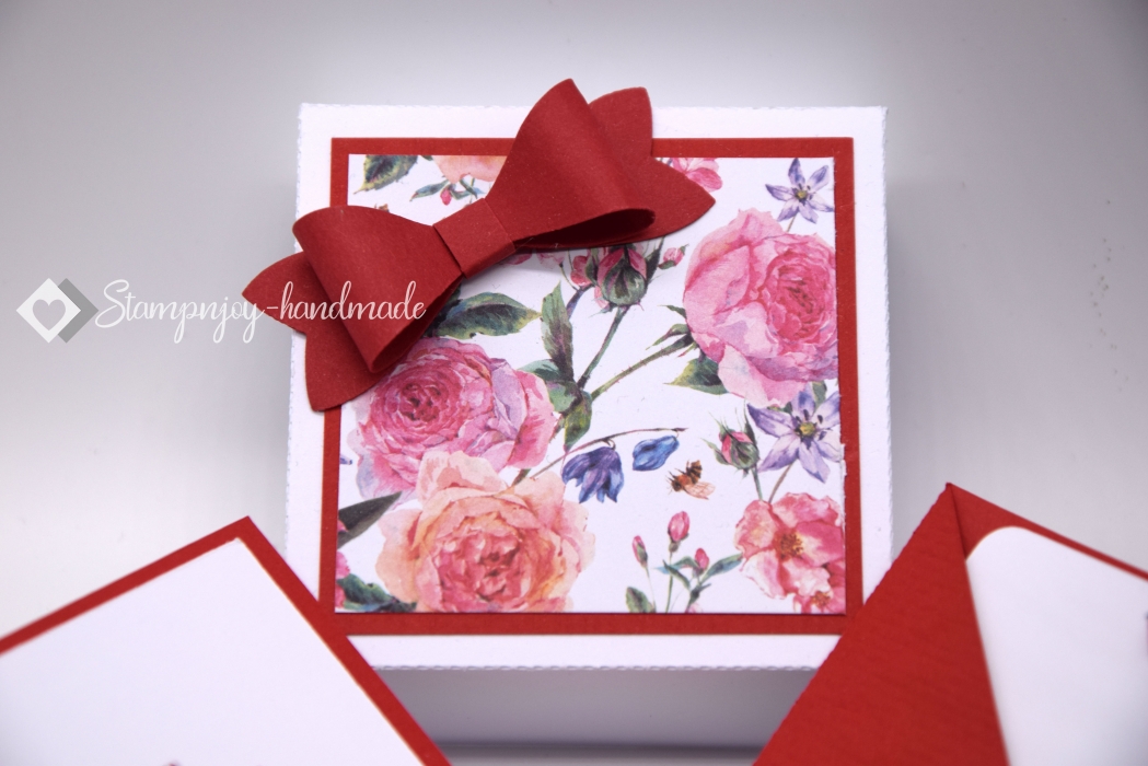 Explosionsbox Geburtstag personalisierbar | Geldgeschenk | Zierschachtel | Motiv: Blumen floral | rot grün | Art. Nr. 02020201 20 60 30 50 40