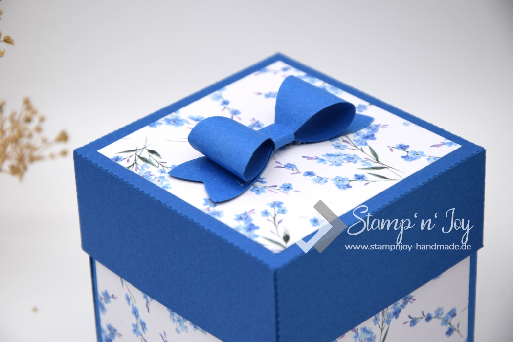 Explosionsbox Geburtstag | Geldgeschenk | Zierschachtel | Motiv: Blüten floral | blau | Art. Nr. 02020512 20 60 30 50 40