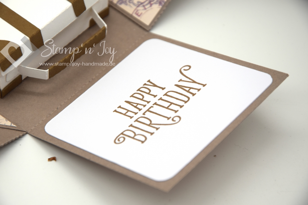 Explosionsbox Geburtstag personalisierbar | Geldgeschenk Mann | Reise Koffer | Motiv: Poststempel | taupe vintage | Art. Nr. 02020704 20 30 60 70 50