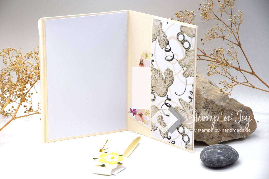 C6 Gutscheinkarte Hochzeit | Geldkarte | Hochzeitskarte | Motiv: Vögel mit Eheringen | creme ivory metallic | Art. 03010001