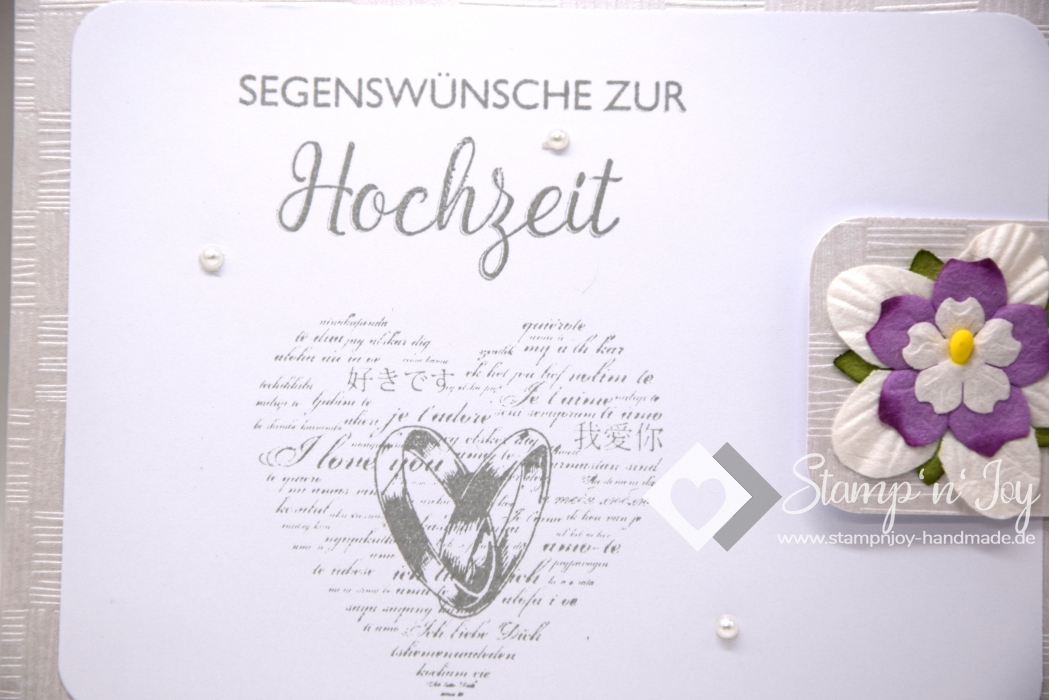 C6 Gutscheinkarte Hochzeit | Geldkarte | Hochzeitskarte | Motiv: Herz, Blume lila | silber metallic | Art. 03011001-7