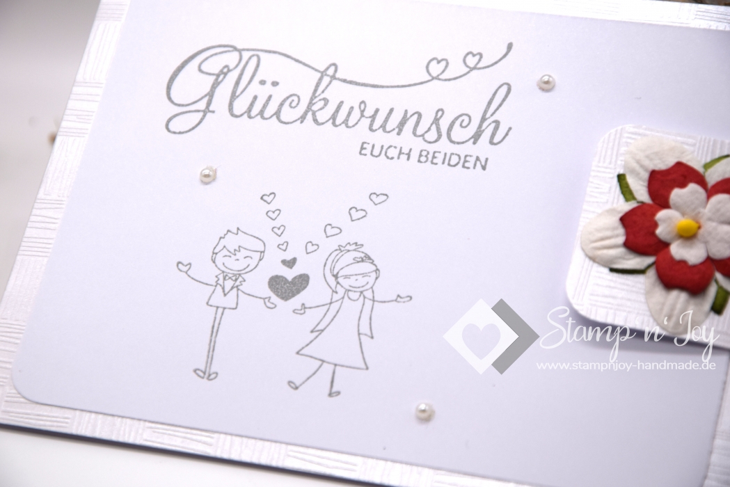 C6 Gutscheinkarte Hochzeit | Geldkarte | Hochzeitskarte | Motiv: Hochzeitspaar, Blume rot | silber metallic | Art. 03011001-8