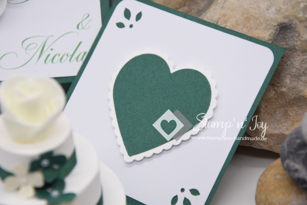 Explosionsbox Hochzeit ca. 9x9x9cm personalisierbar | Geldgeschenk | Torte rund | floral | grün weiß | Art. Nr. 03020603
