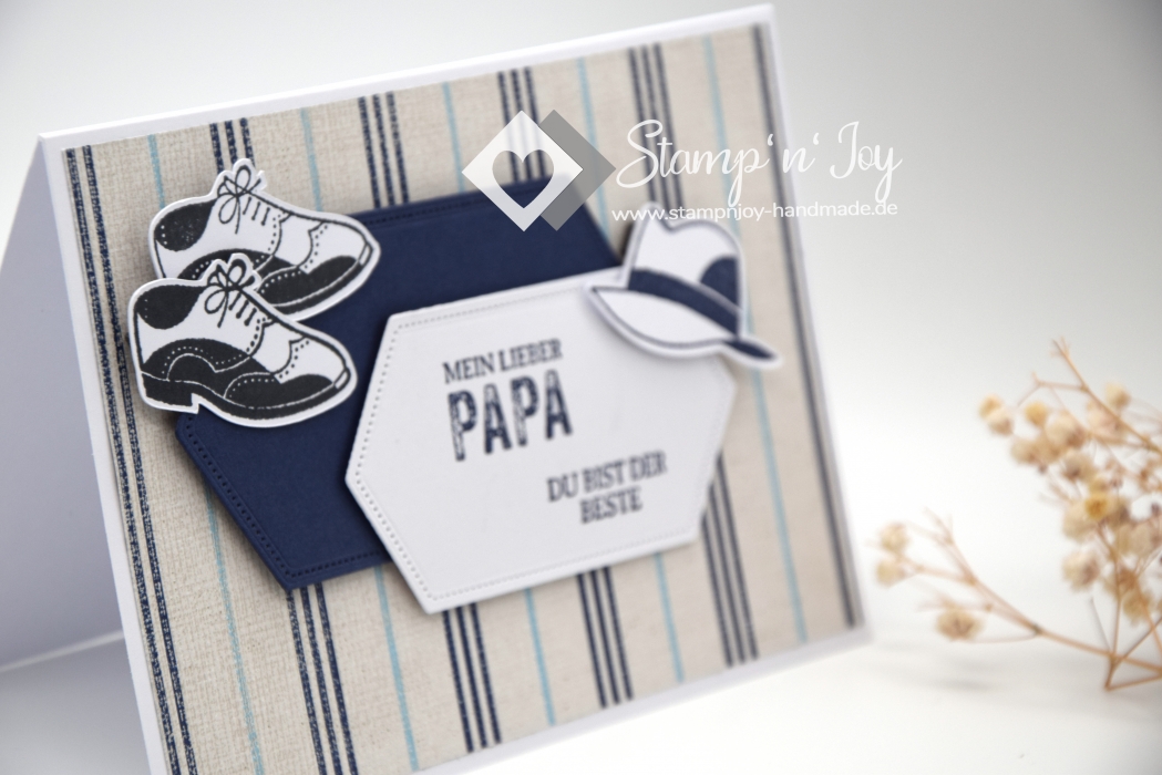 Karte Vatertag | Geburtstagskarte | Motiv: Mann Gentleman gestreift | blau weiß | Art. Nr. 05000502