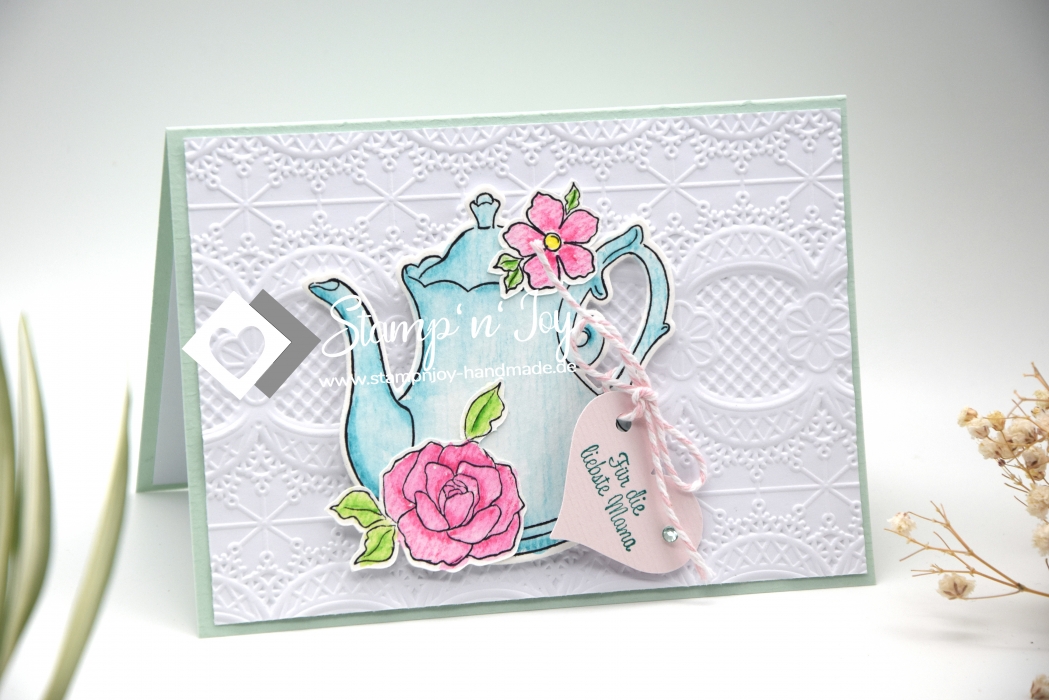 Karte Muttertag | Dankeskarte | Motiv: Teeset | pastell mint | Art. Nr. 06001301