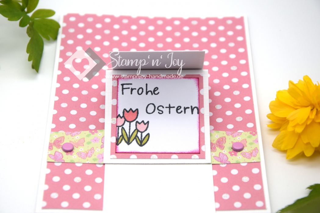 Osterkarte | Karte Ostern | Motiv: Ostereier, Wasserfalltechnik | rosa weiß | Art. Nr. 07000304