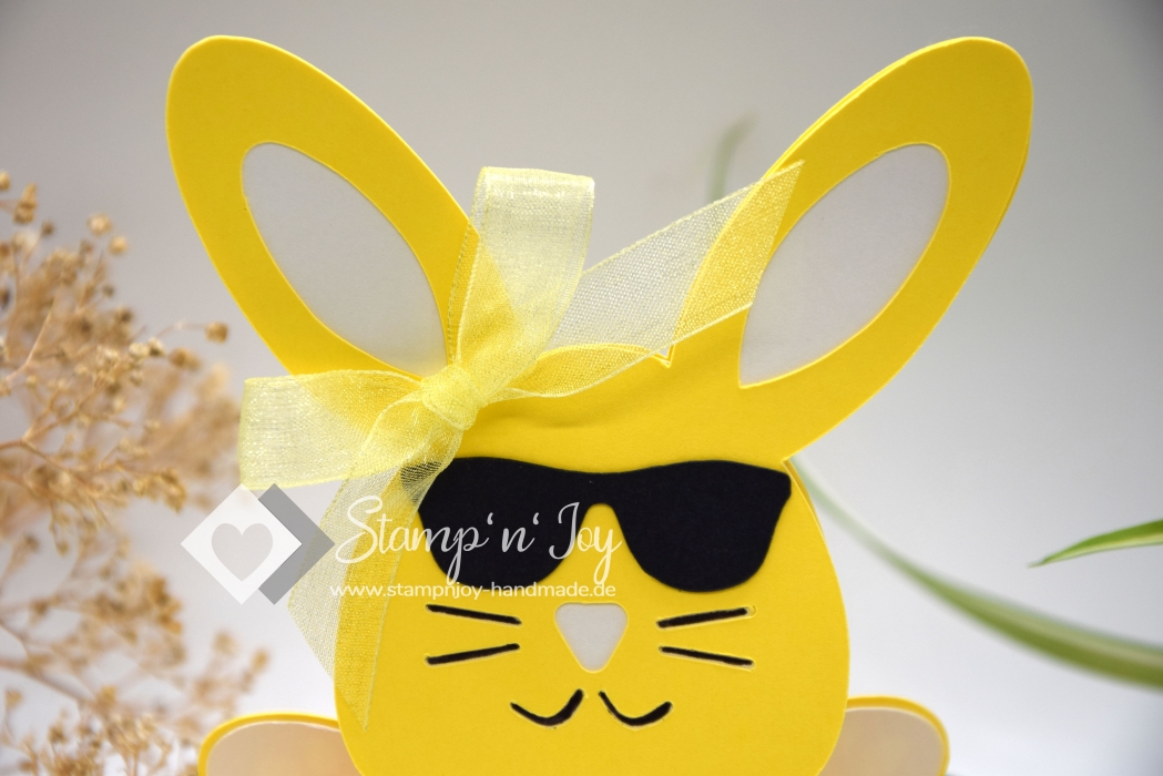 Eierhalter Hase | Gastgeschenk Ostern | Goodie Ostergeschenk | Motiv: Hase mit Sonnenbrille | gelb | Art. Nr. 07050001
