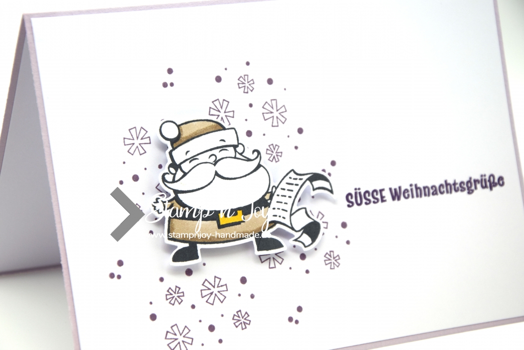 Karte Weihnachten | Weihnachtskarte | Motiv: Süße Weihnachtsgrüße, Weihnachtsmann | flieder | Art. Nr. 10000401