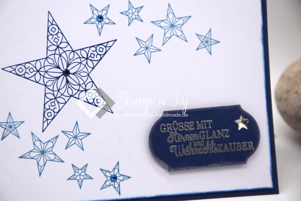 Karte Weihnachten | Weihnachtskarte | Motiv: Sterne | blau weiß | Art. Nr. 10000504