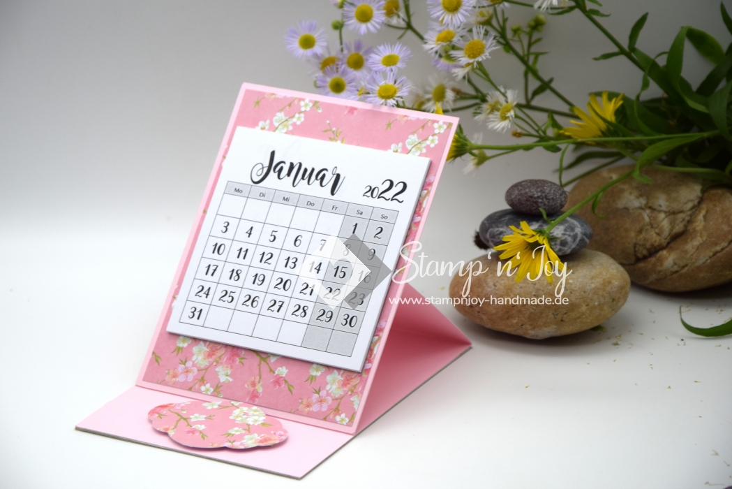 Tischkalender Aufstellkalender 2022 | Motiv: floral Kirschblüten | rosa | Art. Nr. 10060303