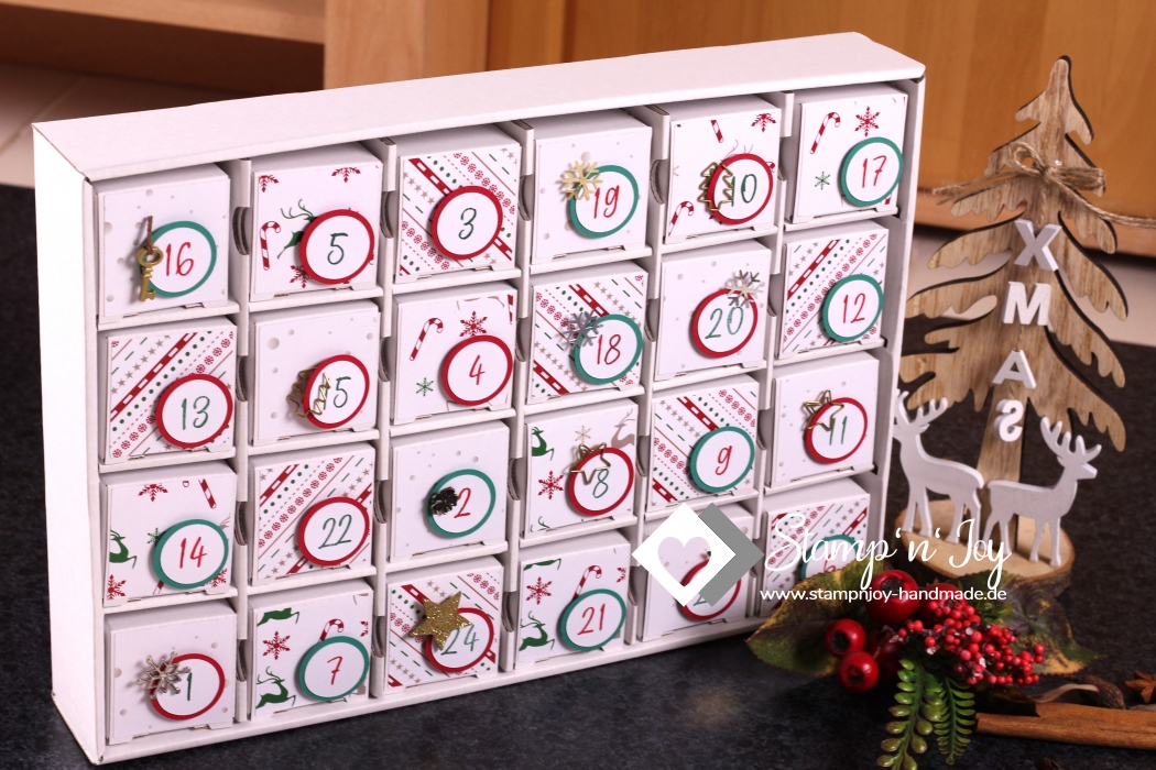 Adventskalender zum Befüllen | Weihnachtskalender | Motiv: rot grün | Art. Nr. 10061001