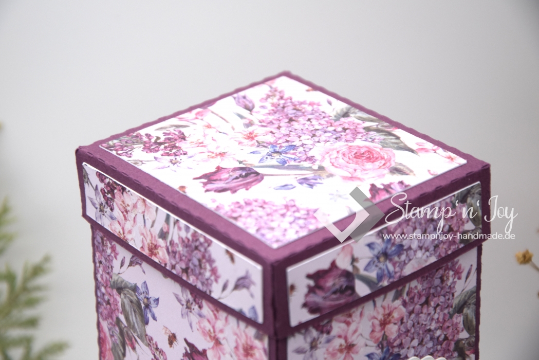 Teebeutelspender | Teespender | Teeverpackung | Motiv: floral, Weihnachten | himbeerrot lila | Art. Nr. 10070405