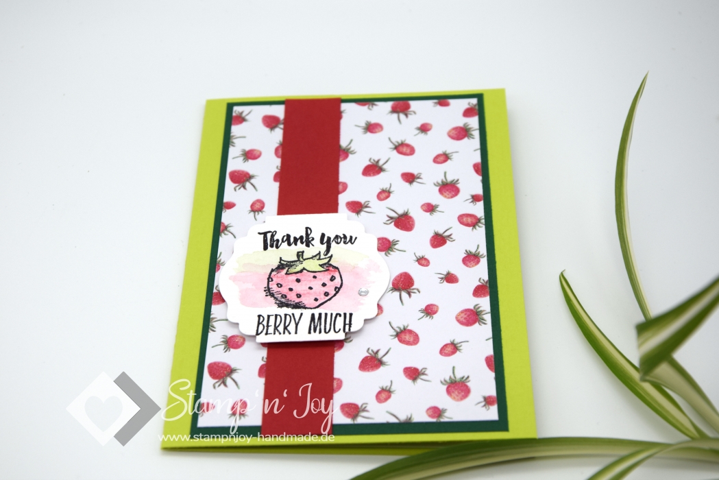 Karte Dank | Dankeskarte | Motiv: Erdbeere | frühlingsgrün rot | Art. Nr. 12000602