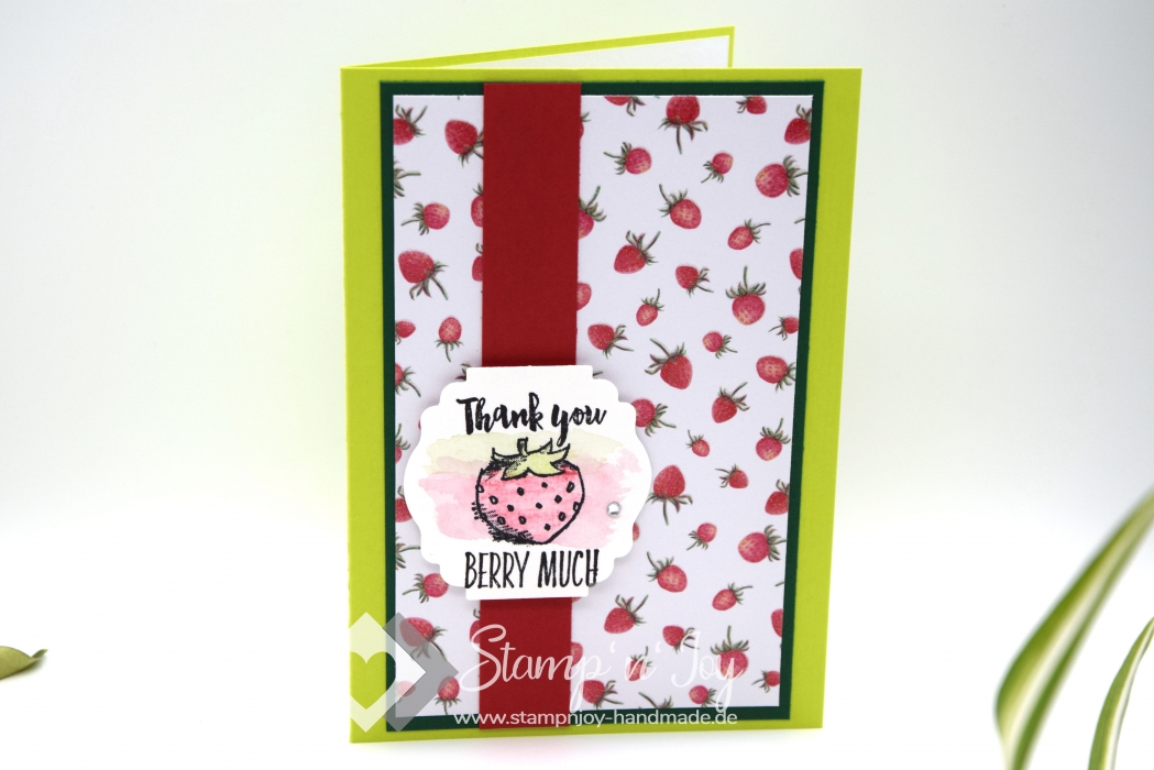 Karte Dank | Dankeskarte | Motiv: Erdbeere | frühlingsgrün rot | Art. Nr. 12000602