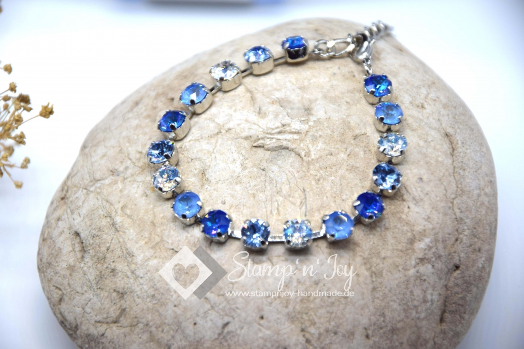 Armband mit Swarovski ® Kristallen Elements | Geldgeschenk | Kristallfarben blau | Armbandfassungfarbe rhodium | Art. Nr. 50120501