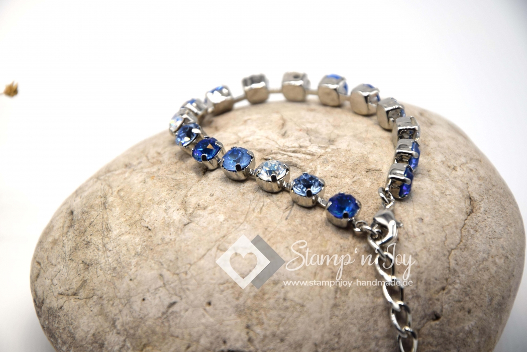 Armband mit Swarovski ® Kristallen Elements | Geldgeschenk | Kristallfarben blau | Armbandfassungfarbe rhodium | Art. Nr. 50120501
