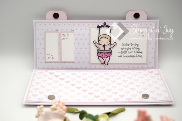 Portemonnaie Gutscheinverpackung Baby Mädchen | Geldgeschenk Geburt | Geldverpackung | Motiv: Babyfüße | rosa weiß | Art. Nr. 00010301