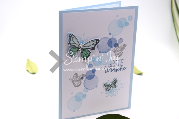 Karte Geburtstag | Geburtstagskarte | Glückwunschkarte | Motiv: Schmetterlinge | blau weiß | Art. Nr. 02000501
