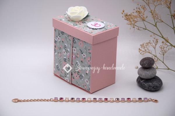 Box Geburtstag | Geldgeschenk | Kosmetikschrank Kleiderschrank | Motiv: Beauty Blüten | rosa | Art. Nr. 02040302 18 20 30 60 70 50