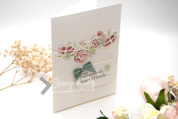 Karte Hochzeit | Hochzeitskarte | Motiv: Rosen | weiß mit roten Rosen | Art. Nr. 03001002