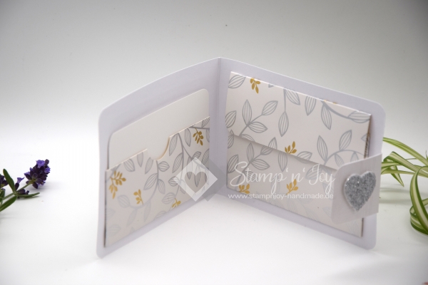 Gutscheinkarte Silberhochzeit | Geldkarte | Hochzeitskarte | Motiv: Herz | silber metallic | Art. 03011001-6