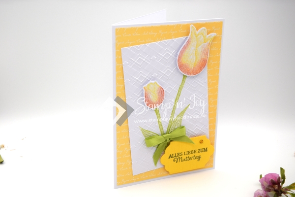 Karte Muttertag | Motiv: gelb rote Tulpen floral | gelb | Art. Nr. 06000001