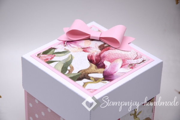 Explosionsbox Muttertag/ Runder Geburtstag | Geldgeschenk | Zierschachtel | Motiv: Blüten floral | rosa weiß | Art. Nr. 06020303