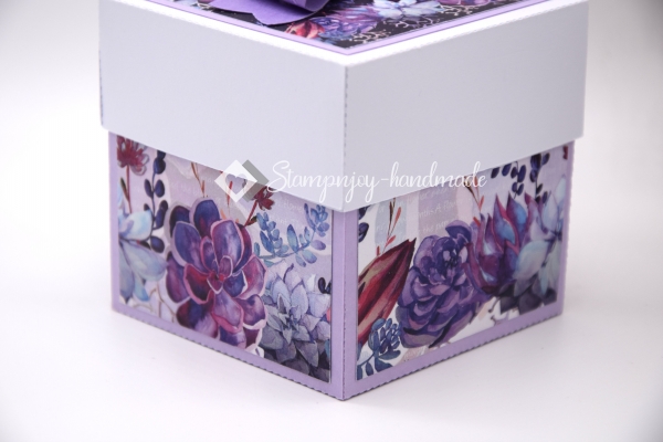 Explosionsbox Muttertag/ Runder Geburtstag | Geldgeschenk | Zierschachtel | Motiv: Blüten floral | pastell lila flieder weiß | Art. Nr. 06020403