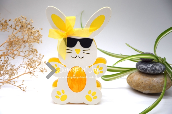 Eierhalter Hase | Gastgeschenk Ostern | Goodie Ostergeschenk | Motiv: Hase mit Sonnenbrille | elfenbein weiß | Art. Nr. 07050002