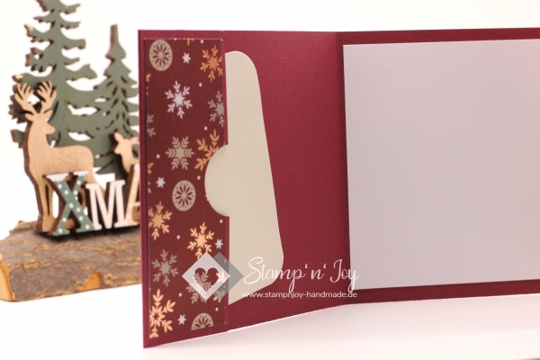 Gutschein Karte Weihnachten | Karte | Geldkarte | Weihnachtskarte | Motiv: Schneeflocken | bordeauxrot weiß | Art. Nr. 10010204