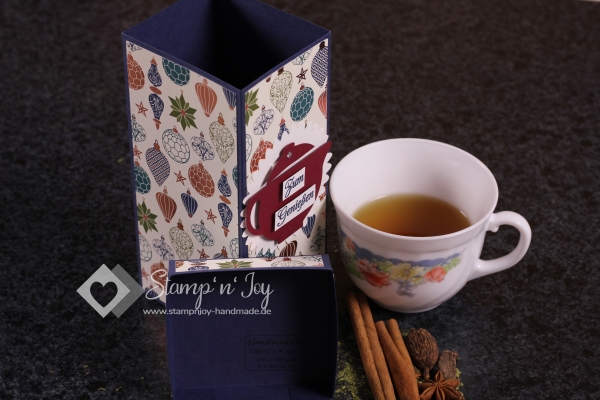 Teebeutelspender | Teespender | Teeverpackung | Motiv: Weihnachtskugeln Weihnachten | nachtblau | Art. Nr. 10070501