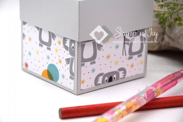 Explosionsbox Einschulung, Schulanfang personalisiert | Geldgeschenk | Motiv: Koala | grau weiß | Art. Nr. 13020801